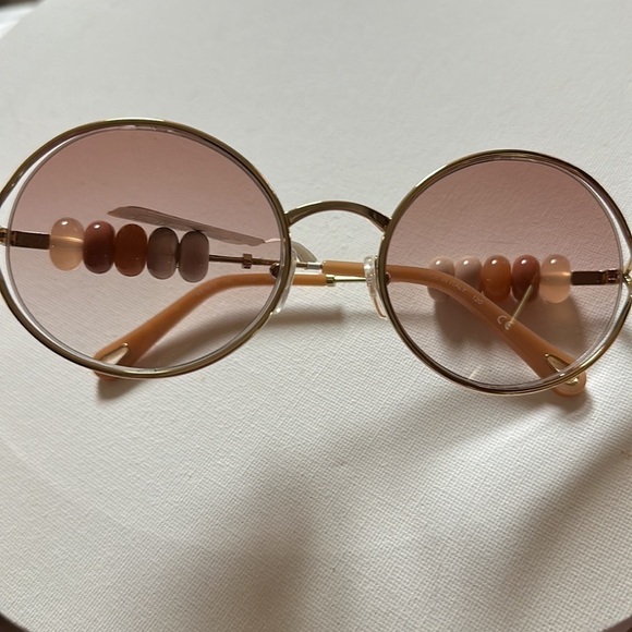 Chloe Bead Embellished Sunglasses 
Round Gold Frame Brow Mocha Mousse
NWT - Picture 12 of 16